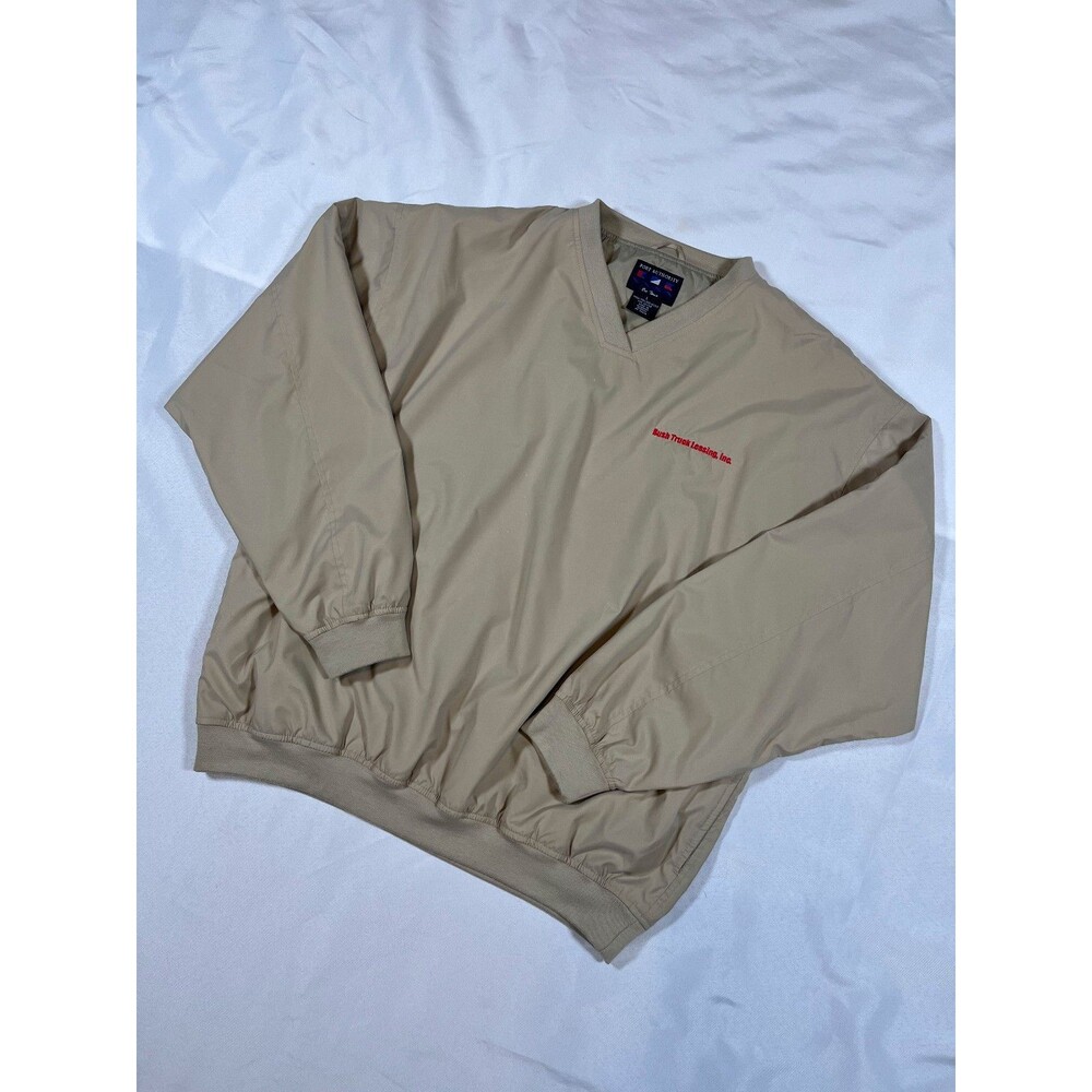 Port Authority Bush Truck Men's Windshirt Beige V-Neck Pullover Size Large